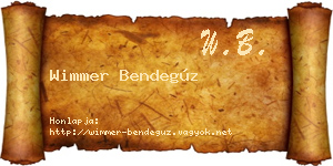 Wimmer Bendegúz névjegykártya
